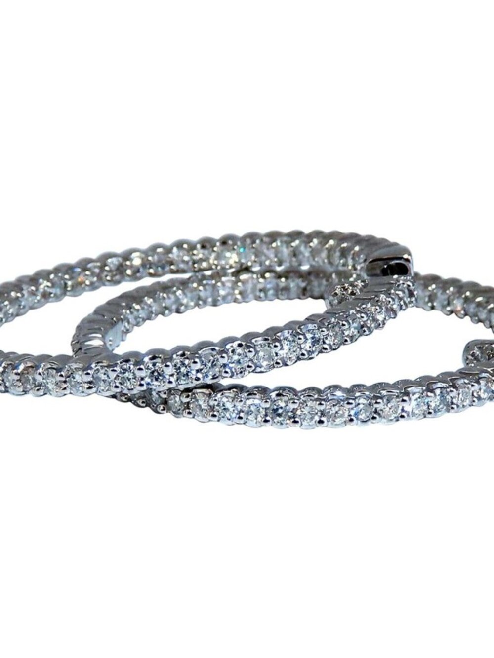 1.50ct Natural Diamond Hoop Earrings 14kt White Gold 1.35 inch*